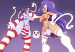  2018 ambiguous_gender animal_humanoid areola armwear balls breasts cat_humanoid clothing darkstalkers dickgirl dmxwoops felicia_(darkstalkers) feline ghost group humanoid intersex legwear leviathan_(skullgirls) mammal nipples panties penis skullgirls spirit squigly striped_legwear striped_panties stripes undead underwear video_games zombie 