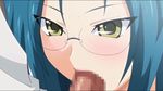  animated blue_hair fellatio glasses head kurokawa_sera lovely_x_cation oral_sex tease 