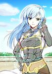  blue_hair breasts commentary_request gauu!? gloves long_hair maria_traydor medium_breasts solo star_ocean star_ocean_till_the_end_of_time 