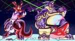  2015 2_toes 3_fingers 3_toes 4_fingers anthro belly big_belly bottomless bulge claws clothed clothing crowd cum cum_on_ground digimon digital_drawing_(artwork) digital_media_(artwork) dragon duo_focus ear_wings english_text facial_piercing feet flaccid gabumon gas_mask group guilmon horn long_tail male mammal mask membranous_wings nose_piercing nose_ring orange_eyes overweight penis piercing rave reptile rubber scalie shiny shirt soul-silver-dragon standing story story_in_description text tiranmaster toe_claws toes topless underwear vein veiny_penis wings yellow_eyes ♂ 