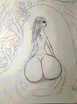 big_butt breasts butt ent female huge_butt magic_user odd_shading sketch thick_thighs traditional_media_(artwork) witch 