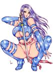  1girl breasts huge_breasts kyo leotard long_hair marvel nail_polish no_panties psylocke solo torn_clothes x-men 