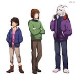  ambiguous_gender asriel_dreemurr bente36 boss_monster caprine chara_(undertale) clothed clothing fur goat group headphones hi_res horn human long_ears male mammal protagonist_(undertale) red_eyes simple_background standing undertale video_games white_background white_fur 