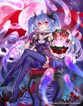  bat_wings box cardfight!!_vanguard chair company_name demon_tail drill_hair flower high_heels horns leaf moon night night_sky official_art purple_hair red_eyes rose sitting sky solo sptuel star_(sky) succubus_of_desire tail teeth thighhighs thorns twintails wings 