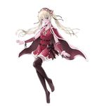  :d bell belt black_legwear blush bow brown_bow cape christmas dress fang fattybot floating_hair full_body fur_trim hairband head_tilt highres lolita_hairband long_hair looking_at_viewer open_mouth red_cape red_dress saenai_heroine_no_sodatekata sawamura_spencer_eriri simple_background smile solo striped striped_bow thighhighs twintails very_long_hair white_background 