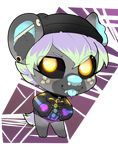  2017 alpha_channel black_fur black_sclera blue_nose blush chain chibi clothed clothing collar digital_media_(artwork) facial_piercing female fur furgonomics furry-specific_piercing green_highlights hair hands_in_pocket highlights hoodie hyena mammal nose_piercing piercing purple_hair simple_background sinoh solo spots spotted_fur tizzle_bizzle tongue tongue_out transparent_background yellow_eyes 