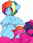  2018 animal_genitalia animal_penis animated anthro anthrofied breasts butt dickgirl dickgirl/female duo equine equine_penis fan_character female friendship_is_magic hair horn hot_dogging intersex intersex/female looking_at_viewer mammal multicolored_hair my_little_pony nipples nude pegasus penis rainbow_dash_(mlp) rainbow_hair simple_background smile tolsticot unicorn vein white_background wings 