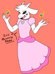  anthro asriel_dreemurr black_sclera boss_monster caprine clothed clothing crossdressing dezz dress english_text goat god_of_hyperdeath hi_res horn long_ears male mammal rainbow simple_background solo text undertale video_games 