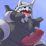  &lt;3 aggron drooling erection feral iriedono looking_at_penis male nintendo penis pok&eacute;mon pok&eacute;mon_(species) precum saliva slightly_chubby solo tongue tongue_out video_games 