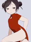  1girl black_eyes china_dress chinese_clothes double_bun female kaijarisuigyo legs original smile solo 