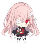  :&lt; adjusting_clothes adjusting_gloves bandage_over_one_eye bangs belt black_jacket black_skirt blush boots chibi closed_mouth eyebrows_visible_through_hair fate/grand_order fate_(series) florence_nightingale_(fate/grand_order) full_body gloves hair_between_eyes hitsukuya jacket jacket_on_shoulders knee_boots long_hair long_sleeves looking_at_viewer pantyhose pink_hair pleated_skirt red_eyes red_jacket simple_background skirt solo standing star very_long_hair white_background white_belt white_footwear white_gloves white_legwear 