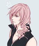  artist_request breasts cleavage cloud_strife cloud_strife_(cosplay) cosplay final_fantasy final_fantasy_vii final_fantasy_vii_advent_children final_fantasy_xiii lightning_farron long_hair medium_breasts pink_hair solo 