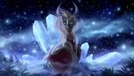  2016 blue_eyes brown_hair claws detailed_background digital_media_(artwork) dragon eyelashes feral hair looking_at_viewer membranous_wings night outside solo telleryspyro wings 