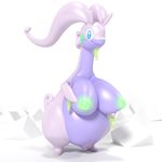  2018 2_toes 3d_(artwork) anthro areola belly big_breasts big_tail breasts digital_media_(artwork) dragon female goodra happy hi_res holding_breast huge_breasts nintendo nipples pok&eacute;mon pok&eacute;mon_(species) pussy solo the64thgamer thick_thighs toes video_games 