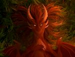 digital_media_(artwork) dragon feral hair horn red_hair red_scales scales solo telleryspyro yellow_eyes 