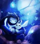  detailed_background digital_media_(artwork) digital_painting_(artwork) duo foxeaf guardian_spirit hite_fur ori ori_and_the_blind_forest purple_eyes smile 