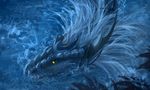  2017 black_scales blue_hair blue_theme digital_media_(artwork) dragon feral green_eyes hair looking_at_viewer partially_submerged scales solo telleryspyro water 