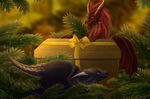  2016 detailed_background digital_media_(artwork) dragon duo feral hair membranous_wings orange_eyes red_hair telleryspyro wings 