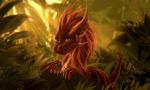  2017 amber_eyes claws day detailed_background digital_media_(artwork) dragon feral hair horn membranous_wings outside red_hair solo telleryspyro wings 