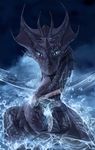  2017 black_scales blue_eyes claws digital_media_(artwork) dragon feral horn scales solo telleryspyro 