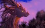  day digital_media_(artwork) dragon feral grey_hair hair horn outside ridged_horn solo telleryspyro yellow_eyes 