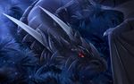  2017 black_scales detailed_background digital_media_(artwork) dragon feral horn membranous_wings night outside red_eyes scales solo telleryspyro wings 