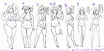  @_@ belly bikini blush breasts commentary_request fat full_body highres large_breasts limited_palette lineup medium_breasts nanase_miri original plump progression short_hair sketch sparkle spot_color swimsuit thick_thighs thighs translated twitter_username v white_background 