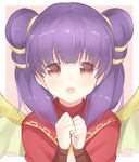  fire_emblem fire_emblem:_seima_no_kouseki looking_at_viewer mamkute multi-tied_hair myrrh portrait purple_hair red_eyes shiyo_yoyoyo simple_background smile solo twintails 