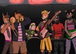  anthro band bear canine casey_ramser cervine clothed clothing deer fox fully_clothed fuze group guitar lagomorph male mammal musical_instrument necktie procyonid rabbit raccoon shirt skunk t-shirt tank_top texnatsu 