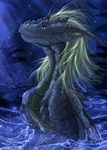  2017 digital_media_(artwork) dragon feral green_eyes horn pink_eyes raining scales solo telleryspyro water 