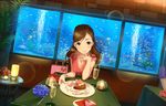  aquarium artist_request bag bracelet breasts brown_hair cake candle chocolate chocolate_cake chocolate_heart cleavage cup dessert dish dress drinking_glass etou_misaki_(idolmaster) fish fish_tank food gift glass green_eyes happy_valentine heart heart-shaped_cake heart-shaped_food ice_cream idolmaster idolmaster_cinderella_girls idolmaster_cinderella_girls_starlight_stage jewelry jpeg_artifacts light_smile long_hair looking_at_viewer medium_breasts necklace official_art paper_bag pearl_necklace plate sitting solo table valentine watch wavy_hair wine_glass wristwatch 