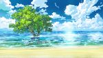  cloud cloudy_sky day horizon no_humans ocean original outdoors plant saitama_(nrh49840) sand scenery seascape shore sky still_life tree water 