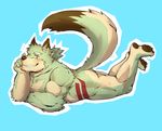  absurd_res anthro biceps canine fur hi_res kemono male mammal mono_g multicolored_fur muscular muscular_male nude wolf 