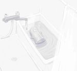  bathroom bathtub faucet from_above idon monochrome no_humans original shower_curtain slime spot_color 