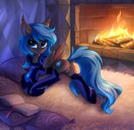  2018 anus blue_hair book butt cutie_mark detailed_background digital_media_(artwork) dock equine fan_character feathered_wings feathers female feral fire fireplace hair hi_res inside looking_at_viewer mammal my_little_pony pegasus pussy smile solo tomatocoup wings 
