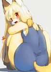  animal_ears ass blush eyebrows_visible_through_hair fox_ears fox_girl fox_tail furry furugitsune kishibe long_hair looking_at_viewer looking_back open_mouth orange_hair original red_eyes sidelocks sitting solo tail thick_eyebrows 