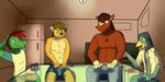  alligator anthro avian bird blake_jackson bluebird canine clothed clothing coyote crocodilian diego_abel equine fuze group horse inside josh_oliver male mammal mond_reyes reptile scalie story story_in_description strip_poker topless underwear 