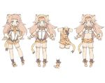  animal_ears animal_print blade_(galaxist) blue_eyes blush commentary_request concept_art fang farfalia full_body hairband lion_ears lion_girl lion_tail long_hair multiple_views official_art open_mouth pink_hair pop-up_story smile st._feles_gakuen_uniform tail tiger_print variations white_background 