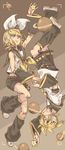  1girl blonde_hair blue_eyes brother_and_sister detached_sleeves hair_ornament hair_ribbon hairclip headset hikariz kagamine_len kagamine_rin planet ribbon shorts siblings star twins vocaloid 