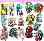  6+girls aku_no_musume_(vocaloid) aqua_eyes aqua_hair black_hair black_rock_shooter black_rock_shooter_(character) blonde_hair blue_eyes blue_hair bokura_no_16bit_warz_(vocaloid) brown_eyes brown_hair cirno dead_master flandre_scarlet green_eyes green_hair gumi hakurei_reimu hatsune_miku just_be_friends_(vocaloid) kagamine_len kagamine_rin koi_wa_sensou_(vocaloid) long_hair matryoshka_(vocaloid) megurine_luka megurine_luka_(toeto) melt_(vocaloid) mosaic_roll_(vocaloid) multiple_boys multiple_girls musunde_hiraite_rasetsu_to_mukuro_(vocaloid) nanami_(nanami811) necktie pantyhose pink_hair rolling_girl_(vocaloid) roshin_yuukai_(vocaloid) saihate_(vocaloid) short_hair skirt smile songover thighhighs toeto_(vocaloid) touhou twintails vocaloid 