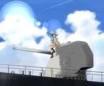  cannon cloud condensation_trail day gun hat mitsusaka_mitsumi murasa_minamitsu sailor sailor_collar sailor_hat ship short_hair sitting sky solo touhou turret watercraft weapon 