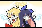  aoblue blonde_hair bow hair_bow highres long_hair multicolored_hair multiple_girls official_style panty_&amp;_stocking_with_garterbelt panty_(psg) stocking_(psg) two-tone_hair 
