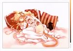  absurdres animal_ears cat cat_ears cat_tail closed_eyes copyright_request cradle_(artist) dress eyes_closed female fetal_position full_body garters hair_ribbon highres kuroya_shinobu long_hair lying on_side panties pillow ribbon sleeping solo tail thigh-highs thighhighs underwear 