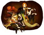  bad_id bad_pixiv_id gou_(tomero) hair_ornament hairclip halloween hatsune_miku high_heels kagamine_rin long_hair multiple_girls one_eye_closed orange_hair shoes very_long_hair vocaloid 