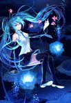  aqua_eyes aqua_hair bad_id bad_pixiv_id detached_sleeves fish hatsune_miku long_hair musical_note navel necktie skirt smile solo thighhighs toichi_(ik07) twintails very_long_hair vocaloid 