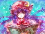  book crescent hat long_hair patchouli_knowledge pooj purple_eyes purple_hair sketch solo touhou 