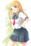  blonde_hair hair_tousle highres hyuuga_azuri kousaka_kirino long_hair ore_no_imouto_ga_konna_ni_kawaii_wake_ga_nai school_uniform solo 