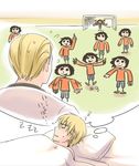  6+boys axis_powers_hetalia bad_id bad_pixiv_id dreaming field germany_(hetalia) goal grass jersey male_focus multiple_boys natsuyon spain_(hetalia) world_cup 