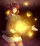  armband blue_eyes bug butterfly hair_bobbles hair_ornament insect kouichirou long_hair md5_mismatch pleated_skirt red_hair ribbon skirt solo thighhighs two_side_up umineko_no_naku_koro_ni ushiromiya_ange 