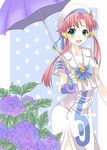  aria flower hair_tubes hydrangea mizunashi_akari pink_hair sidelocks smile solo spica_(clover4) umbrella 